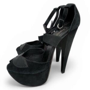 Giambattista Valli Italian Black Suede Sandals Pumps Heels - Size 7.5